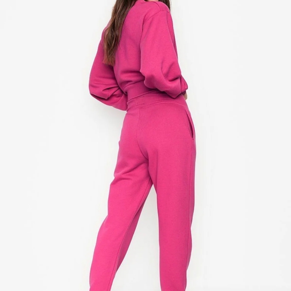 VS Jogger Set Cotton Fleece Lace Up Top & Bottoms - Picture 2 of 7